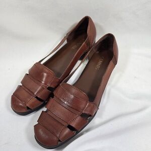Connie Women's Brown Leather Fisherman Slip On Shoe Size 10 Flats